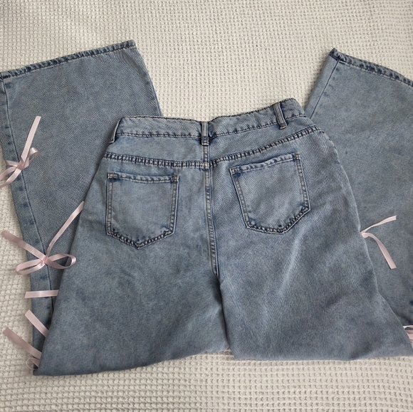 YOZY jeans With Bows Women's Size L 8/10 - Picture 2 of 6